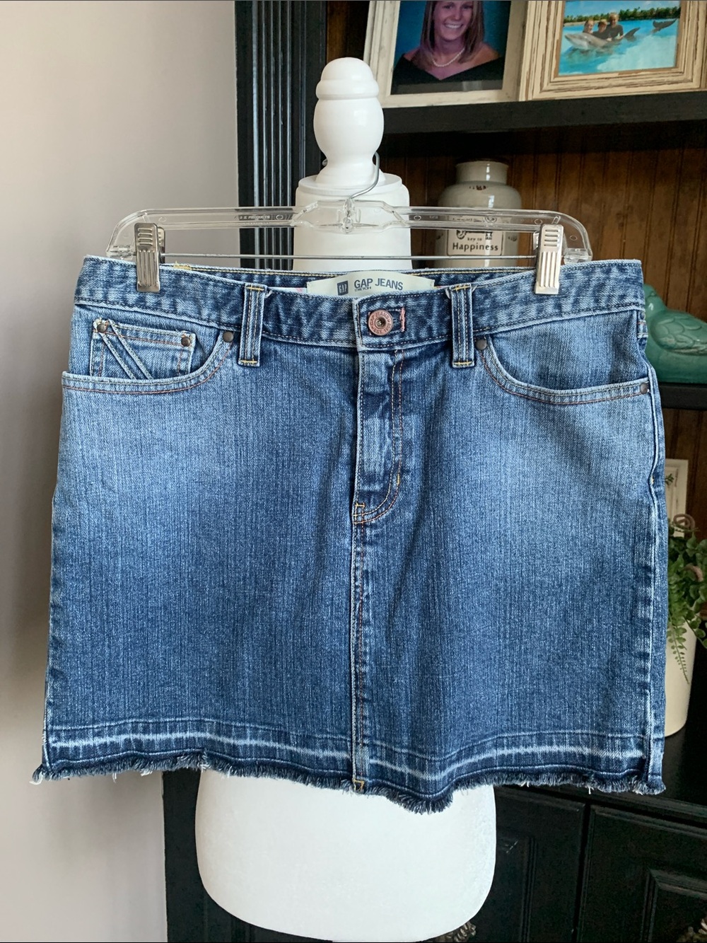 Gap Jeans Blue Denim Mini Skirt with Raw Hem